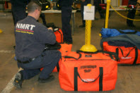NMRT responder with medical supply bags