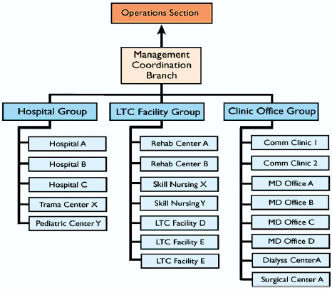 Figure 4-1. Structure for the interface between the Healthcare Coalition and participating healthcare organizations based on functional groupings as described in previous paragraph